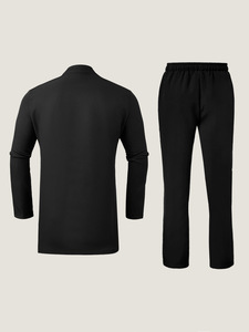 Costume <span class=keywords><strong>homme</strong></span> noir chic à col mandarin, blazer et pantalon unis à simple boutonnage, <span class=keywords><strong>tenue</strong></span> formelle pour <span class=keywords><strong>mariage</strong></span> ou soirée <span class=keywords><strong>décontractée</strong></span> élégante - Product Image 2