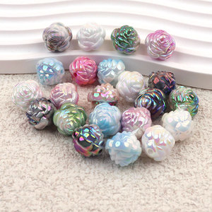 Cuentas acrílicas 50 unids/bolsa 16mm bola rosa de color galvanizado cuentas sueltas acrílicas accesorios de joyería cuentas de joyería - Product Image 1