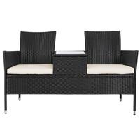 Chaise double de jardin en gros, mobilier d'extérieur, patio, rotin, osier, canapé d'amour avec table centrale pour jardin