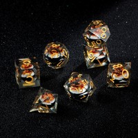 2 pièces/ensemble, 7 pièces/ensemble, 9 pièces/ensemble – Dés polyédriques en résine DND à bords tranchants, gravés sur mesure, dés liquides aléatoires avec cœur œil de dragon intégré