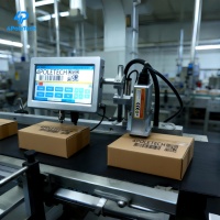 Imprimante jet d'encre industrielle 4POLETECH 7 pouces en ligne / Machine d'impression automatique de numéros séquentiels sur sacs alimentaires en plastique