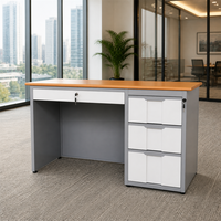 Bureau de direction moderne, table d'écriture pour enseignant, table d'ordinateur en bois avec armoire mobile à 3 tiroirs, poste de travail PC