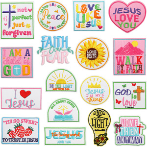 刺绣涂鸦风格安娜说耶稣信仰公平补丁服装背包装饰 - Product Image 6