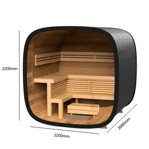 Sauna Exterior Tradicional de Madera Maciza Canadiense de Diseño Moderno y Lujo para 4-6 Personas con Pintura Negra - Product Image 6