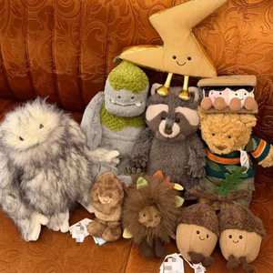 Colección de Peluches Serie Bosque: Búho, <span class=keywords><strong>Troll</strong></span>, Mapache, Oso, Haya, León, Pizza, Sándwich - Lindos Animales de Peluche de Dibujos Animados, Regalo para Niños - Product Image 1