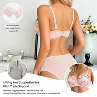 Ensemble de lingerie push-up demi-bonnet à armatures, brodé de dentelle, en maille, confortable et sexy, en nylon, style européen-américain transfrontalier