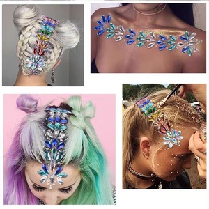Autoadhesivo decoración frente pelo joyería pegatina tatuaje temporal diamantes de imitación cara pegatinas hoja <span class=keywords><strong>para</strong></span> fiesta - Product Image 5