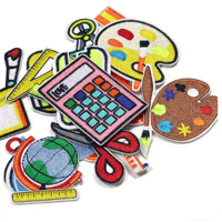 Patchs en fer à motifs de dessins animés pour étudiants, outils d'apprentissage, badges brodés pour vêtements et bagages, décorations de sacs à dos, style feutre