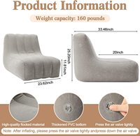 Sofa Bean Bag Tiup Dewasa dengan Pompa Udara Elektrik Portabel, Permukaan Berbulu, Ideal untuk Ruang Tamu dan Acara Berkumpul