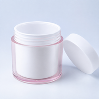 Pot en plastique PET à double paroi de 200 ml avec couvercle à vis, étiquette en papier et logo personnalisé pour les soins cosmétiques de la peau, vente en gros