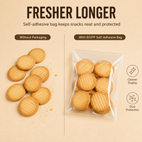 Sacs d'emballage alimentaire transparents en BOPP avec logo personnalisé, autocollants, pour boulangerie, pain, biscuits
