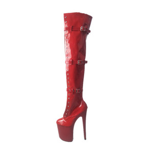 <span class=keywords><strong>Botas</strong></span> <span class=keywords><strong>de</strong></span> Tacón Súper Alto <span class=keywords><strong>con</strong></span> <span class=keywords><strong>Cordones</strong></span> por Encima <span class=keywords><strong>de</strong></span> la Rodilla, Estilo Europeo Americano, Resistentes a Explosiones, <span class=keywords><strong>con</strong></span> Hebilla, para Invierno, <span class=keywords><strong>con</strong></span> Plataforma y Acabado Lacado - Product Image 1