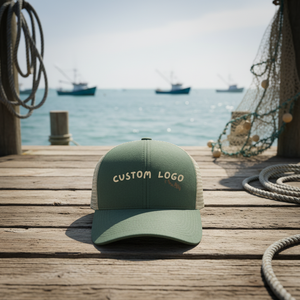 Casquette Trucker Noire Personnalisée à 6 Panneaux avec Visière Courbe en Tissu Maille Respirant pour Sports de Plein Air et Pêche – Vente en Gros - Product Image 1