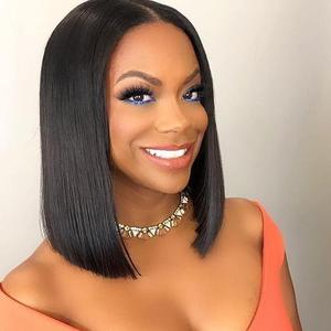 Venta al por mayor 10-18 pulgadas negro brasileño virgen Peluca de pelo corto 8-14 pulgadas <span class=keywords><strong>Bob</strong></span> recto para las mujeres de encaje Frontal pelucas de cabello humano grande - Product Image 2