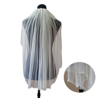 Voile de mariée en tulle ivoire fait main longueur du bout des doigts avec embellissement en strass pour les mariages et les fêtes de poule