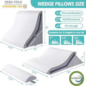 Trois ensembles multi-fonctions Triangle Wedge réglable lit Wedge oreiller en mousse à mémoire de forme oreiller pour post-chirurgie, brûlures d'estomac, ronflement - Product Image 4