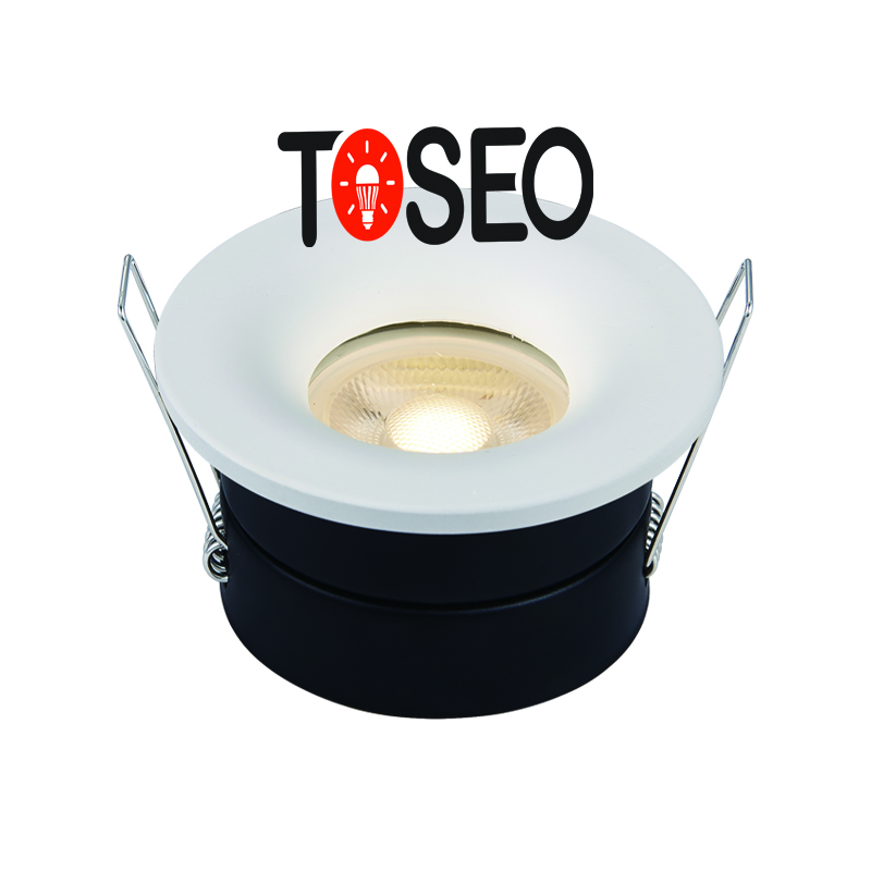 240V Round Waterproof IP65 Downlight / Black Aluminum Bathroom LED Spotlights