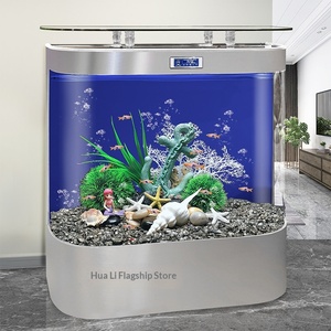 Aquarium Arowana Moderne Ovale en Bois pour Patio, Petit Modèle 2026 Nouvelle Arrivée, Sur Pied avec Filtre Arrière, Facile à Utiliser, Écologique - Product Image 1