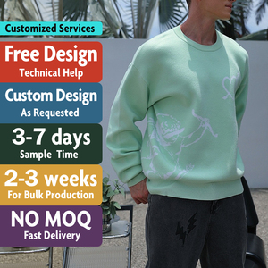 Custom LOGO Men Sweater Jacquard Pattern Jumper Design Winter Pullover Casual Crew Neck Knitwear Custom Knitted Sweater for Men - Product Image 2