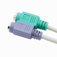 Kabel Adaptor PS/2 6-pin Male ke Double Female Y dengan Jaket PVC dan Pelindung Jalinan untuk Penggunaan Komputer Keyboard dan Mouse