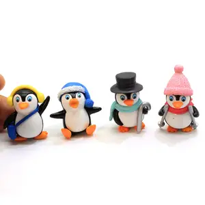 Miniatur Pinguin Resin Figur Natal Musim Dingin, Dekorasi Rumah Boneka Terarium Taman Peri