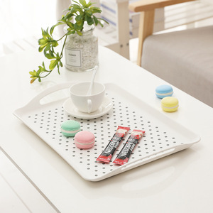 Rectangular Double-Handled <b>Tray</b> TPR Anti-Slip Solid Color Hotel Coffee <b>Tea</b> Serving - Product Image 1