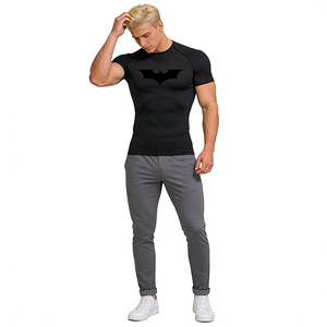 Camiseta Deportiva de Compresión de Manga Corta para <span class=keywords><strong>Hombre</strong></span> con Logotipo Personalizado, Secado Rápido, para Gimnasio, Entrenamiento, Fitness - Product Image 3