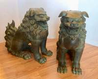 Statue de lion animal en cuivre traditionnel chinois grandes Sculptures de chien Fengshui Foo en bronze à vendre