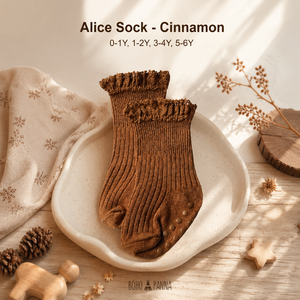 Soft cinnamon Alice <b>socks</b> offering breathable comfort lightweight feel and secure fit for growing kids during everyday adventure - Product Image 5