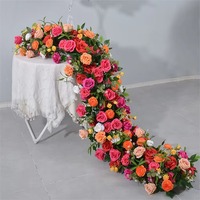 Haute qualité personnalisé soie Rose coureurs rose vif Orange Floral coureur décoration de boule de mariage pour l'obtention du diplôme et Pâques