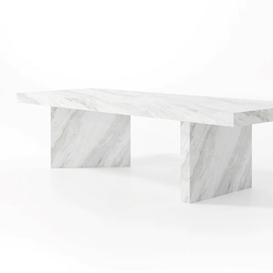 Hiện đại tự nhiên travertine đá cẩm thạch hàng đầu Tùy chỉnh hình chữ nhật bàn ăn cho khách sạn biệt thự văn phòng - Product Image 5