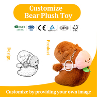 Op maat gemaakte pluche capibara sleutelhanger, zachte polyester tasbedel, gepersonaliseerd logo souvenir cadeau