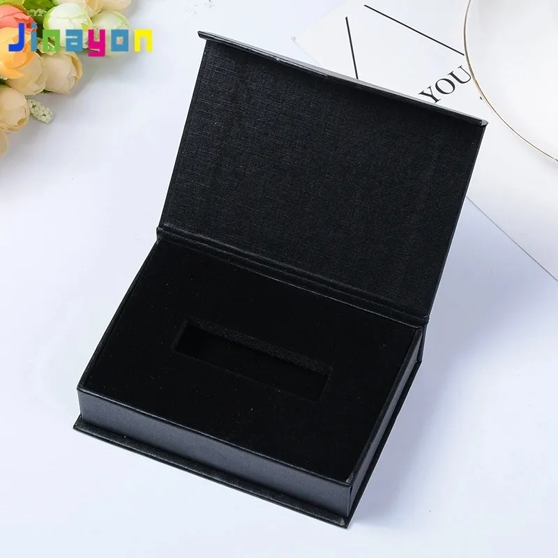 Jinayon กล่องกระดาษแข็งสีดำแบบเรียบง่ายที่กำหนดเองกล่องบรรจุภัณฑ์หนังแบบพกพาพร้อมฟองน้ำ