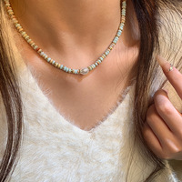 Collier Fengzhi plaqué or 14 carats avec perles en pierre de Shoushan, chaîne tendance, bijou cadeau pour femme, anniversaire