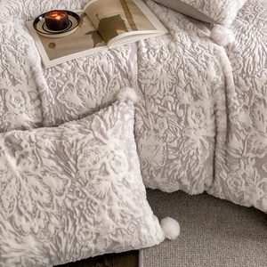 Ensemble de literie en <span class=keywords><strong>polaire</strong></span> d'hiver luxueux, doux, chaud et épais, housse de <span class=keywords><strong>couette</strong></span>, ensemble de literie épais <span class=keywords><strong>double</strong></span> <span class=keywords><strong>face</strong></span> 4 pièces pour l'hiver - Product Image 5