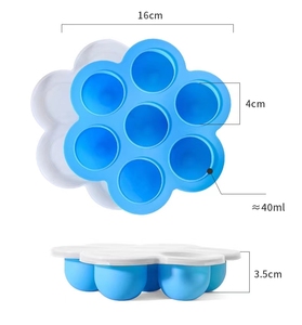 קופסת תוספי מזון לתינוקות סיליקון 7 חורים קופסת תוספי מזון קופסת קוביית קרח 130 גרם עם כיסוי סיליקון - Product Image 4