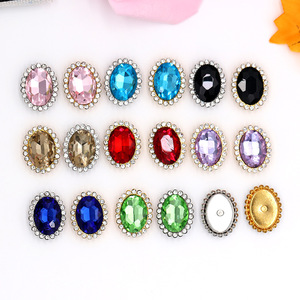Pinzas para el pelo ovaladas con diamantes de imitación, accesorios DIY de piedra de cristal colorida para el cabello, zapatos, ropa, uso diario, hechos a mano, origen Yiwu - Product Image 3
