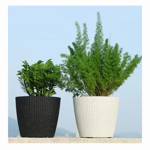 Wholesale Chinese Round Recycled Plastic Self Watering Herb Flower Plant Pots Colorful Large Garden Ornamental Planters