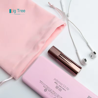 Pochette à bijoux en microfibre velours rose classique élégante vintage avec logo personnalisé, emballage doux, sac à cordon, taille personnalisable