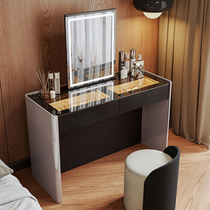 Contemporary Glass Panel <strong>Bedroom</strong> Storage Furniture Dressing Table and Chest of Drawers Combined <strong>Vanity</strong> <strong>Unit</strong> for Home Decoration - Product Image 1