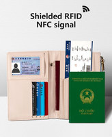 Portefeuille de haute qualité pour passeport en cuir PU avec blocage RFID, porte-cartes de passeport
