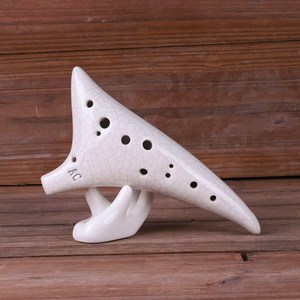Ocarina en céramique à 12 trous avec glaçure effet craquelé, instrument ethnique unique, pour la pratique des débutants et les spectacles sur scène - Product Image 2