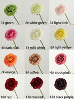 Bunga Minimalis Real Touch 33cm Ranunculus Buatan Lateks Pink Putih untuk Dekorasi Vas Pernikahan Rumah