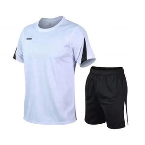 Men's Black Soccer Jersey Set Short Sleeve High Neck Moisture Wicking Polyester Plus Size Front <b>Athletic</b> Wear for Adults All - Product Image 3