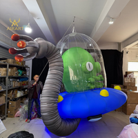 Ballon gonflable géant 3m en forme de pieuvre, OVNI, mascotte ou méduse de dessin animé pour festival lumineux, site d'événement en bord de mer