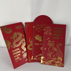 Tùy Chỉnh Sang Trọng Bao Bì Âm Lịch Năm Mới 2026 Ngựa Túi Ưa Thích Giấy Có Thể Tái Chế Món Quà Màu Đỏ Gói Phong Bì Với Lá In Ấn - Product Image 5