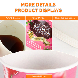 Trái cây Snack Kem cốc phục vụ bát với rõ ràng phẳng/mái vòm Nắp đôi Tường Cách Nhiệt Cốc vasos desechables de 16 oz - Product Image 4
