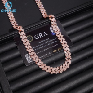 Collar de Moissanita Chapado en Oro Rosa de 10MM, Corte Brillante Redondo, Engaste en Canal, Certificado GRA, Joyería de Lujo para Mujer - Product Image 3