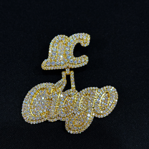 Pendentif personnalisé de haute qualité avec nom lettre 1.8, en argent sterling 925 plaqué or 18 carats, serti de moissanite, style Hip Hop, avec attache LC, de luxe - Product Image 6