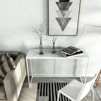 Table console de salon de luxe moderne et durable en métal doré, acier inoxydable, avec plateau en marbre